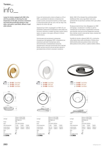 Redo 01-4357 - LED димируемо таванно осветително тяло TORSION LED/40W/230V бяло