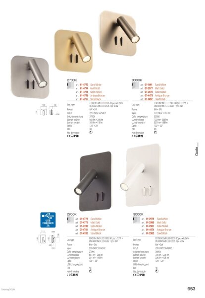 Redo 01-2978 - LED стенен аплик QUDA LED/6W/230V + LED/3W CRI 90 хром
