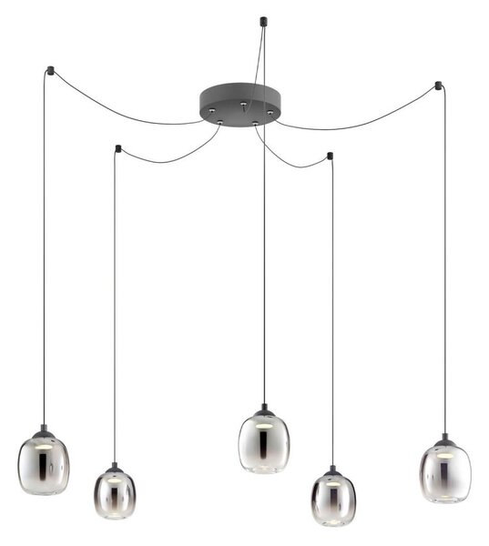 Redo 01-3487 -LED Димируем полилей на кабел KHADI 5xLED/5,2W/230V черен/опушен