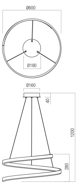 Redo 01-4014 - LED полилей на кабел SCROLL LED/38W/230V с възможност за димиране, златен