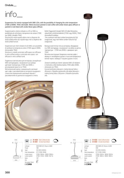 Redo 01-4541 - Димируем LED полилей на кабел ONDULA LED/12W/230V черен/опушен