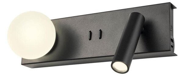 Redo 01-4663 - LED стенен аплик NORMA LED/5W/230V + LED/3W CRI 90 USB черен