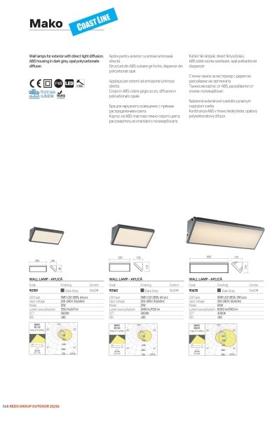 Redo 90678 -LED външно стенно осветително тяло MAKO LED/65W/230V 3000K IP65 антрацит