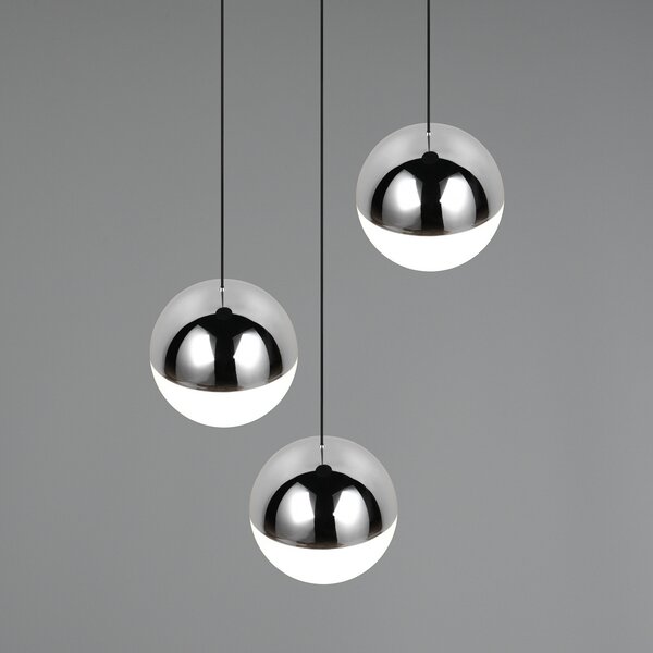 Reality Leuchten LED висяща лампа Senta, хромирана, Ø 25 cm, 4000 K, 3-пластмасова., Металик, Дневна/трапезария, Пластмаса, Модерен, Глобус
