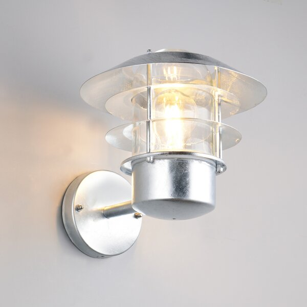 Trio Lighting Външна лампа Ruvuuma, цвят цинк, Ø 22 cm, насочена нагоре, Затъмняване, Металик, Метал