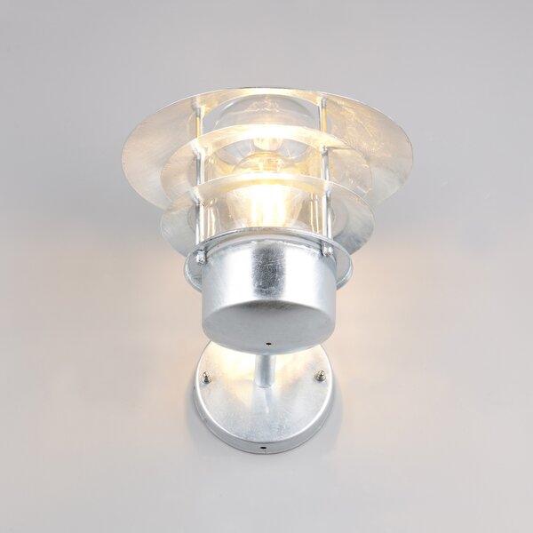 Trio Lighting Външна лампа Ruvuuma, цвят цинк, Ø 22 cm, насочена нагоре, Затъмняване, Металик, Метал