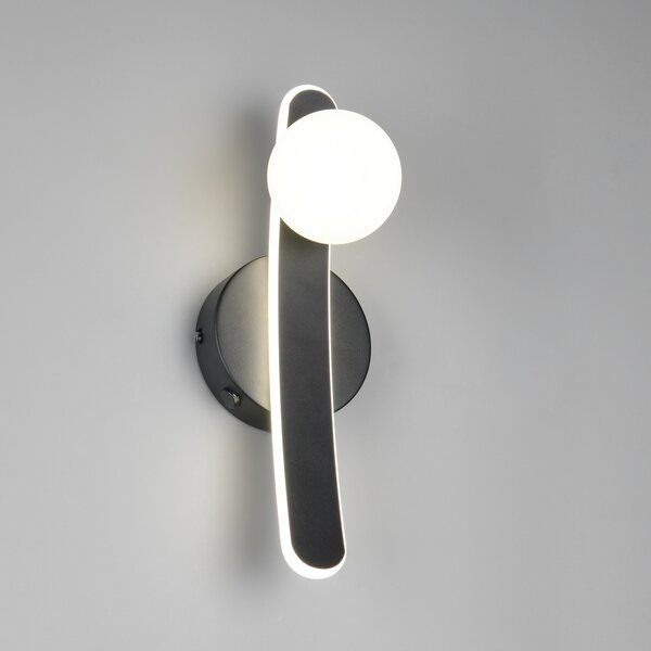 Trio Lighting LED стенна лампа Napoli, матово черна, височина 34 cm, метал CCT, Затъмняване, Черен, Дневна/трапезария, Метал, Модерен