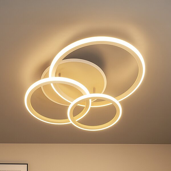 FISCHER & HONSEL LED таванна лампа Gelder, 60 cm, сиво-пясъчен цвят, RGBW, CCT, Затъмняване, Бежов, Дневна/трапезария, Модерен