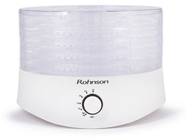 Уред за сушене Rohnson R-2911, 280W, капацитет за 1 kg плодове, 5 тави, бял