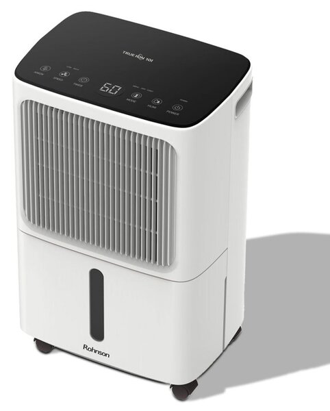 Обезвлажнител на въздух Rohnson R-91810, 145W, 2 l резервоар, подходящ за помещения с площ до 45m², 2 скорости, система против замръзване, бял