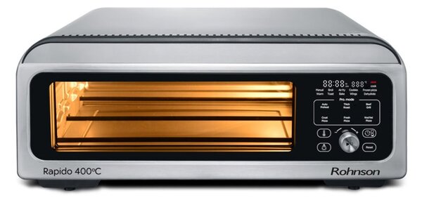 Мини фурна Rohnson R-2880 Rapido, 18л. обем, 10 програми, 3D система за равномерно печене, сива