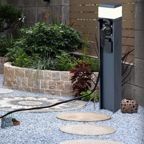 Brilagi -Външна лампа с 2 SCHUKO контакта PILLAR 1xG9/11W/230V IP44 антрацит