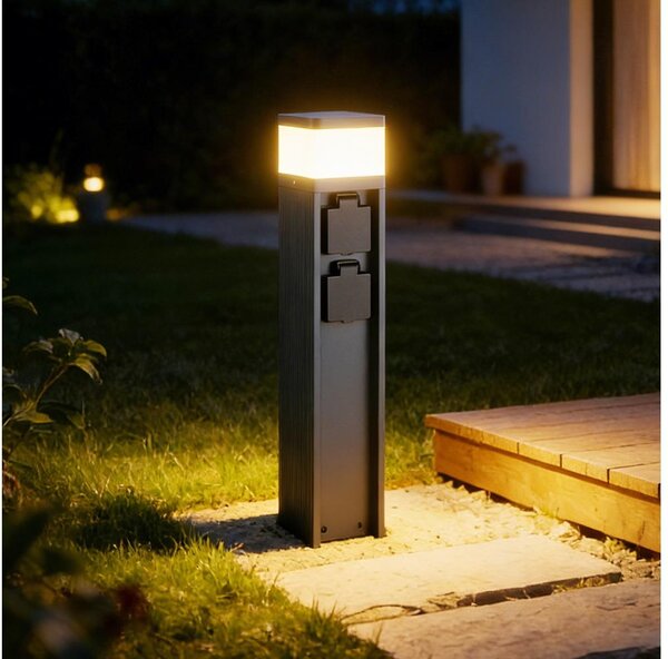 Brilagi -Външна лампа с 2 SCHUKO контакта PILLAR 1xG9/11W/230V IP44 антрацит