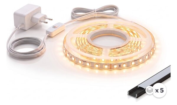 Комплект 1x LED лента MYLIVING LIGHTSTRIP LED/22W/230V 5m + 5x вграден профил 1 m