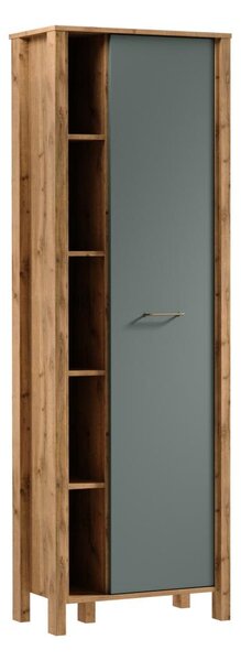 Шкаф за книги MENTA 66x200x37 см, дъб вотан/зелена