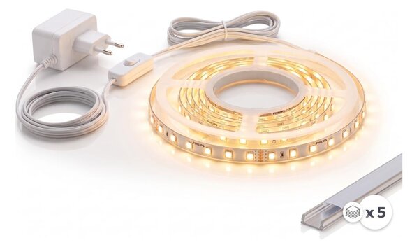 КОМПЛЕКТ 1x LED лента MYLIVING LIGHTSTRIP LED/22W/230V 5m + 5x вграден профил 1 m