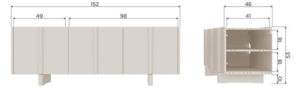 Светлосива маса за телевизор от масивен бор 152x53x46 cm Basu – WOOOD