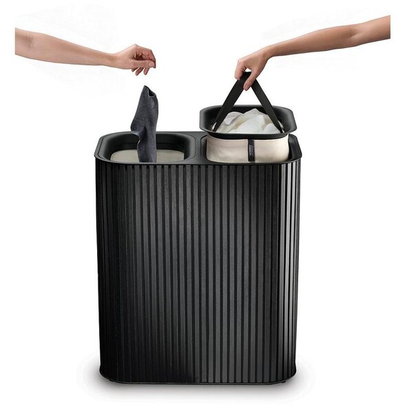 Черен бамбуков кош за пране 2x45 l Tota Luxe – Joseph Joseph