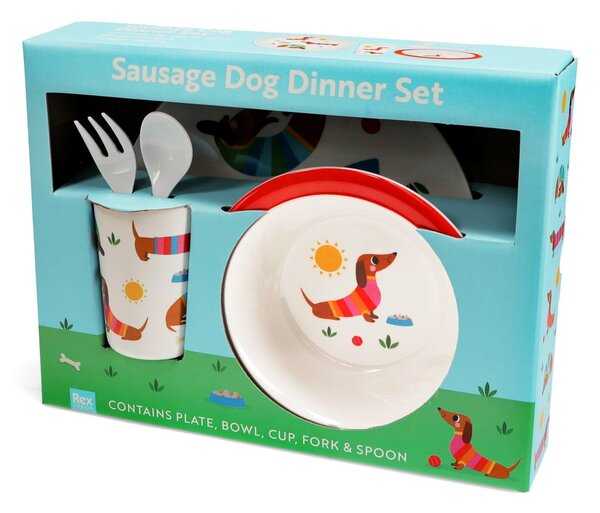 Детски комплект от за хранене 5 бр. Sunny Sausage Dog – Rex London