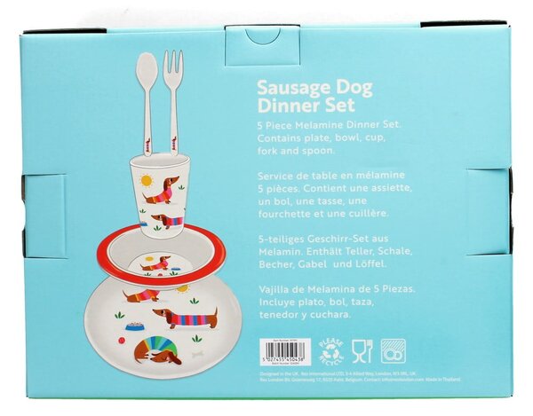 Детски комплект от за хранене 5 бр. Sunny Sausage Dog – Rex London