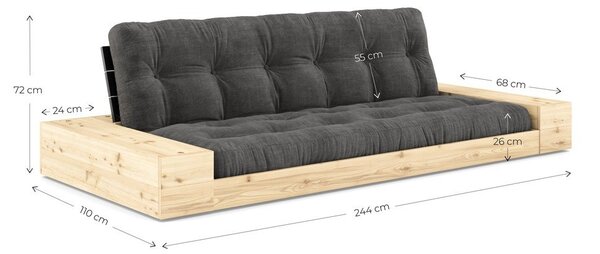 Червен разтегателен диван от велур 244 cm Base – Karup Design