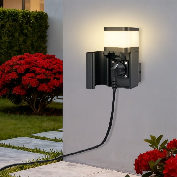 Brilagi - Външна стенна лампа с SCHUKO контакт PILLAR 1xG9/11W/230V IP44 антрацит
