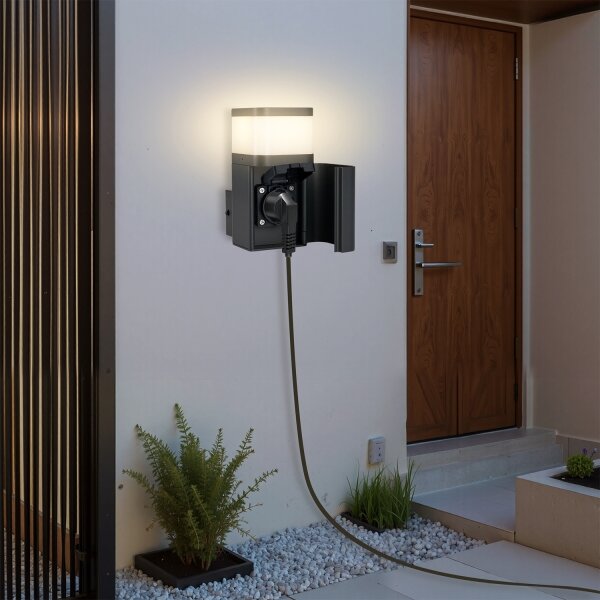Brilagi - Външна стенна лампа с SCHUKO контакт PILLAR 1xG9/11W/230V IP44 антрацит