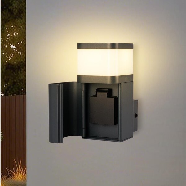 Brilagi - Външна стенна лампа с SCHUKO контакт PILLAR 1xG9/11W/230V IP44 антрацит