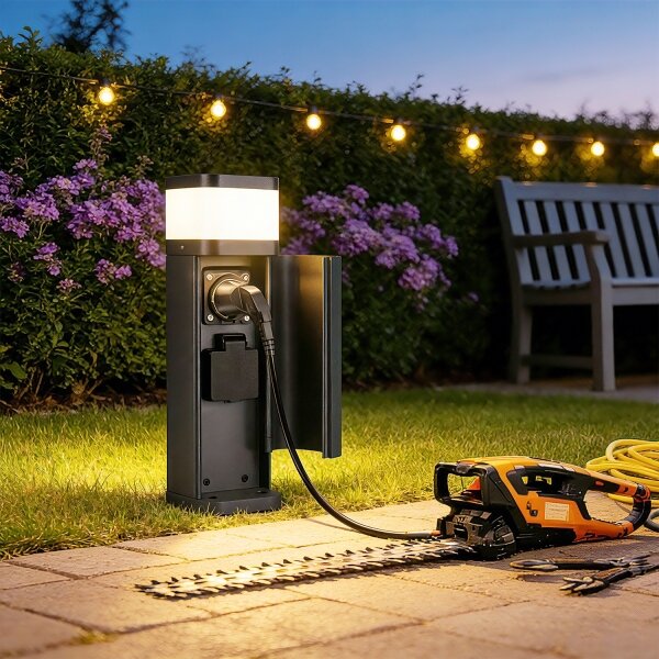 Brilagi -Външна лампа с 2 SCHUKO контакта PILLAR 1xG9/11W/230V IP44 антрацит