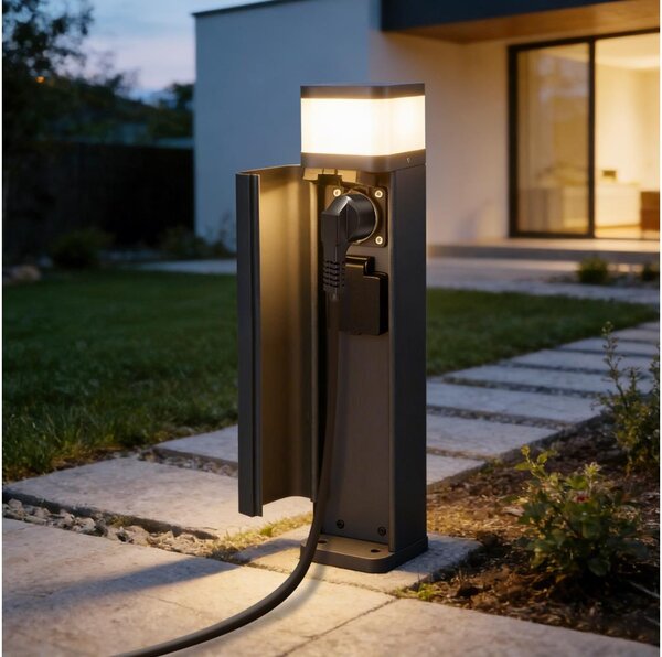 Brilagi -Външна лампа с 2 SCHUKO контакта PILLAR 1xG9/11W/230V IP44 антрацит