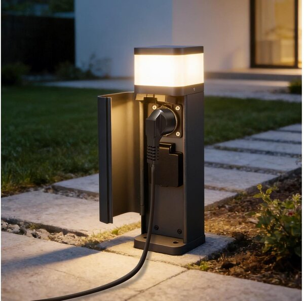 Brilagi -Външна лампа с 2 SCHUKO контакта PILLAR 1xG9/11W/230V IP44 антрацит