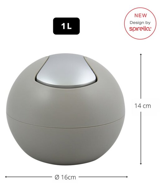 Кафяво-сиво пластмасово кошче за боклук 1 l Bowl Matt – Spirella