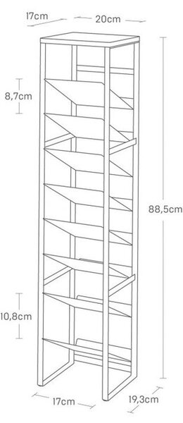 Бял метален стелаж за вино брой бутилки 16 20x88,5x19 cm Tower – YAMAZAKI