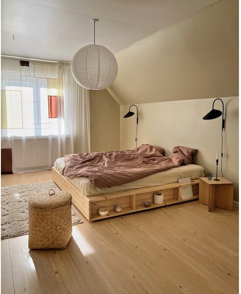 Двойно легло от борова дървесина с решетка 160x200 cm Ziggy - Karup Design