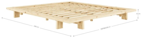 Черно двойно легло от борова дървесина с решетка 160x200 cm Japan - Karup Design