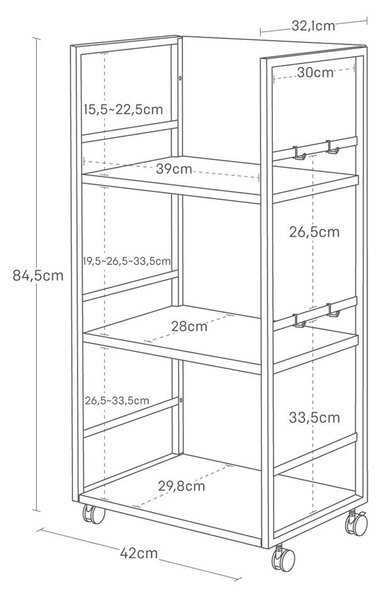 Бял метален подвижен стелаж 42x84,5x32 cm Tower – YAMAZAKI