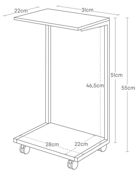 Метална странична масичка 22x31 cm Tower – YAMAZAKI