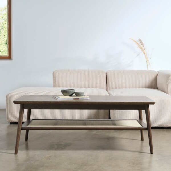 Кафява масичка за кафе с дъбов плот 60x120 cm Barrali – Unique Furniture
