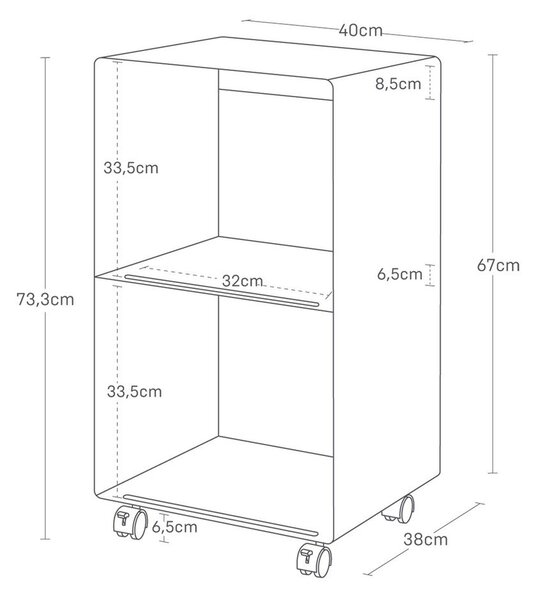 Бял метален подвижен стелаж 40x73x38 cm Tower – YAMAZAKI