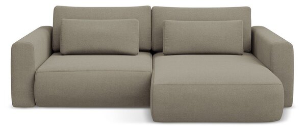 Светлокафяв разтегателен ъглов диван с място за съхранение (десен ъгъл) Kapua – Makamii