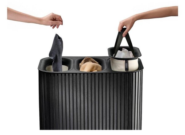 Черен бамбуков кош за пране 3x30 l Tota Trio Luxe – Joseph Joseph