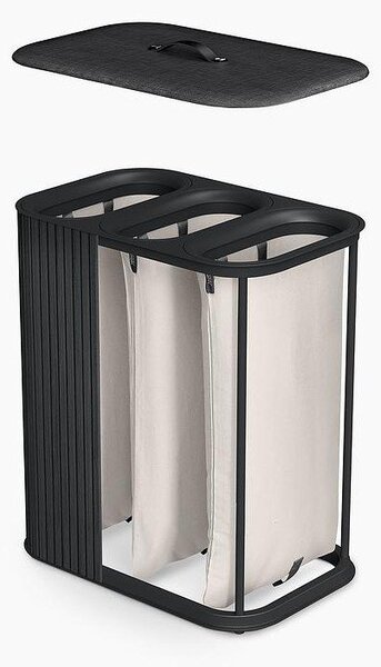 Черен бамбуков кош за пране 3x30 l Tota Trio Luxe – Joseph Joseph