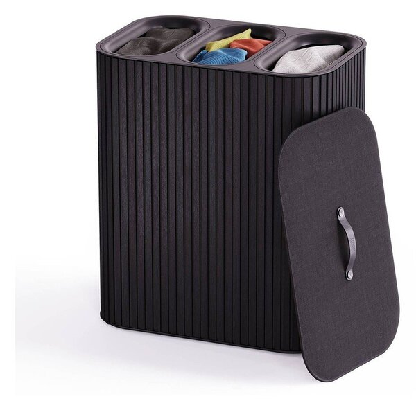 Черен бамбуков кош за пране 3x30 l Tota Trio Luxe – Joseph Joseph