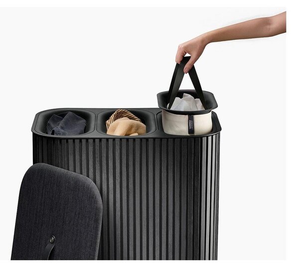 Черен бамбуков кош за пране 3x30 l Tota Trio Luxe – Joseph Joseph