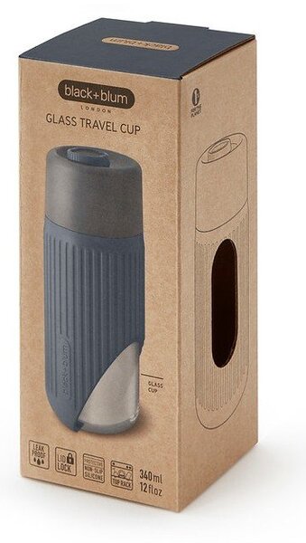 Тъмносива стъклена чаша за път 340 ml – Black + Blum