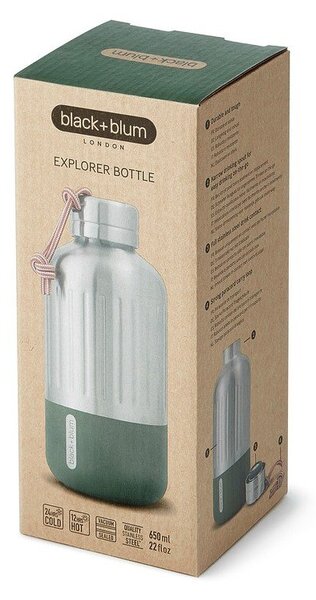 Термо бутилка от неръждаема стомана в сребрист цвят 650 ml Explorer – Black + Blum