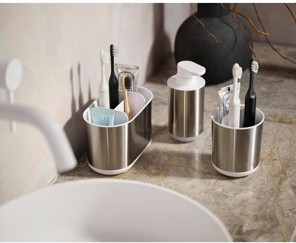 Диспенсер за сапун от неръждаема стомана в сребрист цвят 300 ml Duo Steel – Joseph Joseph