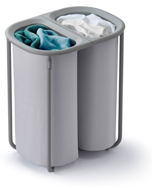 Светлосив текстилен кош за пране 2x40 l Duo – Joseph Joseph