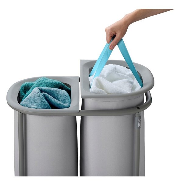 Светлосив текстилен кош за пране 2x40 l Duo – Joseph Joseph