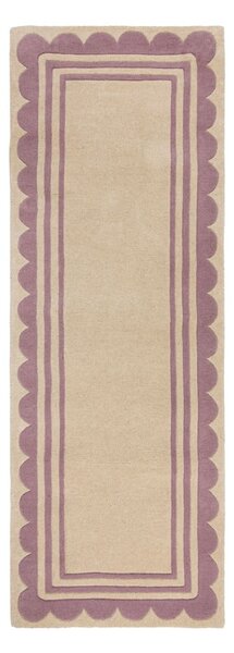 Ръчно изработена вълнена пътека в лилав и естествен цвят 80x230 cm Lois Scallop – Flair Rugs